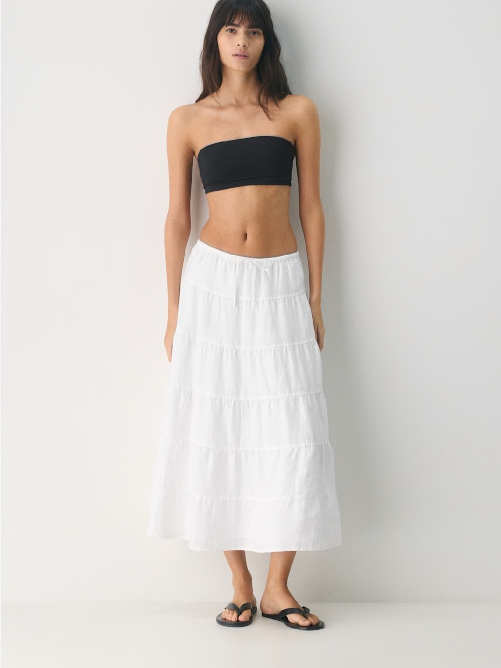 Wilfred White Bouquet Tiered Maxi Skirt